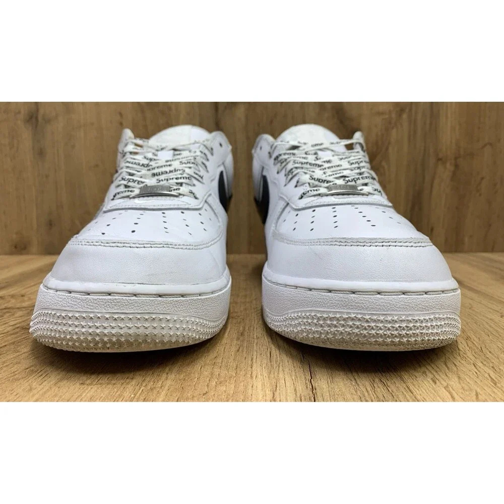 Nike Air Force 1 Low Supreme Sneaker Shoes CU9225-102 White Black Men Size 10.5